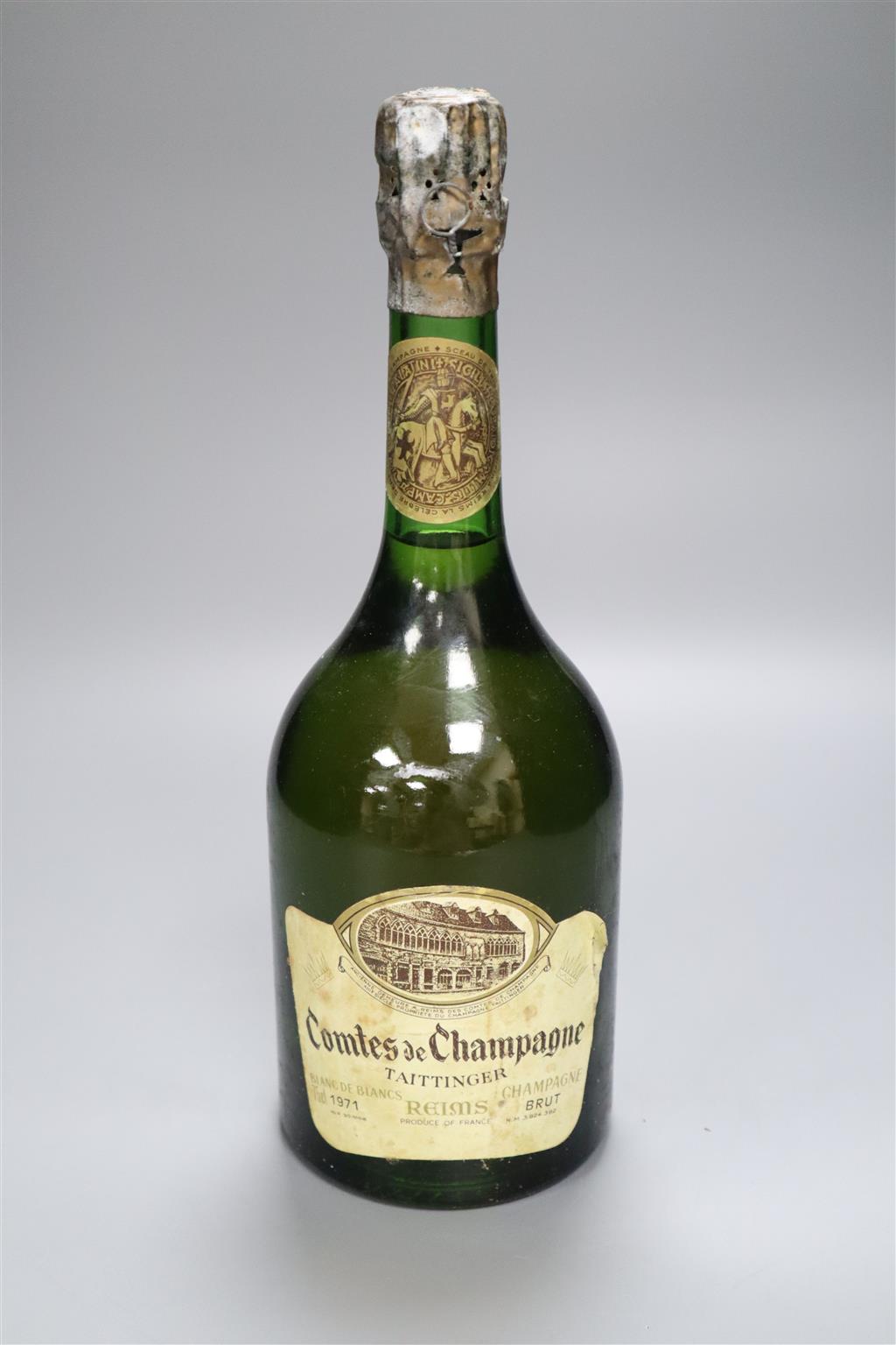 One bottle of Taittinger Comtes de Champagne, 1971.